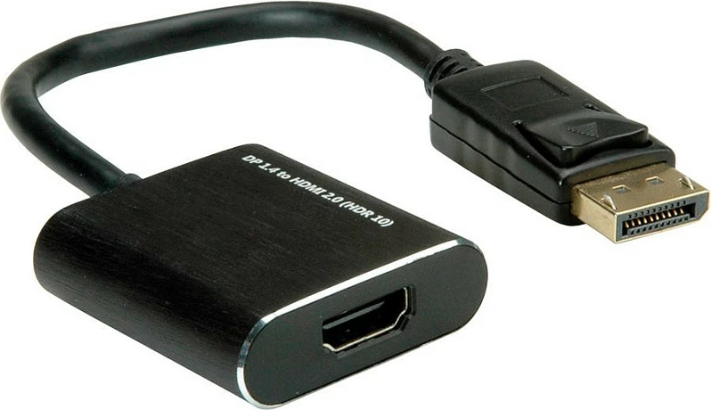 Adapter kabllo ROLINE 12.03.3164 DisplayPort në HDMI, 0.15 m, 4K HDR, e zezë