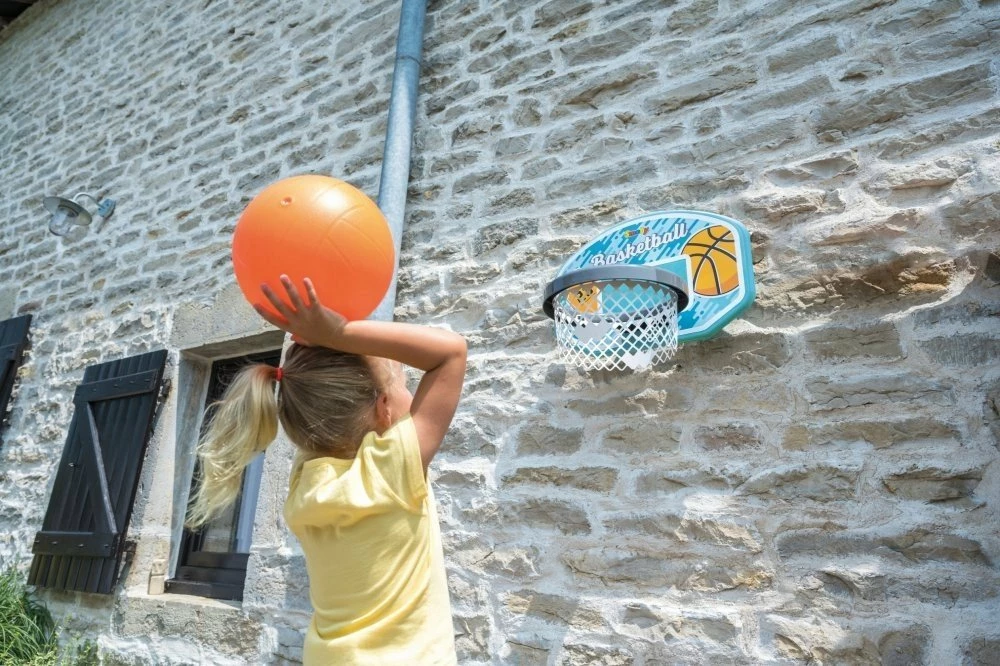 Kosh basketbolli Smoby 820700, për fëmijë 3+, montim në slajd ose mur, 42x54x54 cm, turkiz/gri