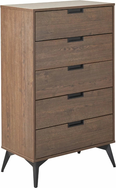 Komodë Nuez me 5 sirtarë, ngjyrë arre, 72x39x117 cm