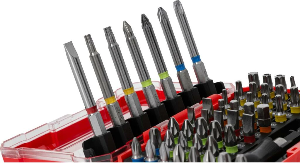 Set bitash dhe kaçavidë me dorezë PROLINE 10720, 57 copë, kuqe