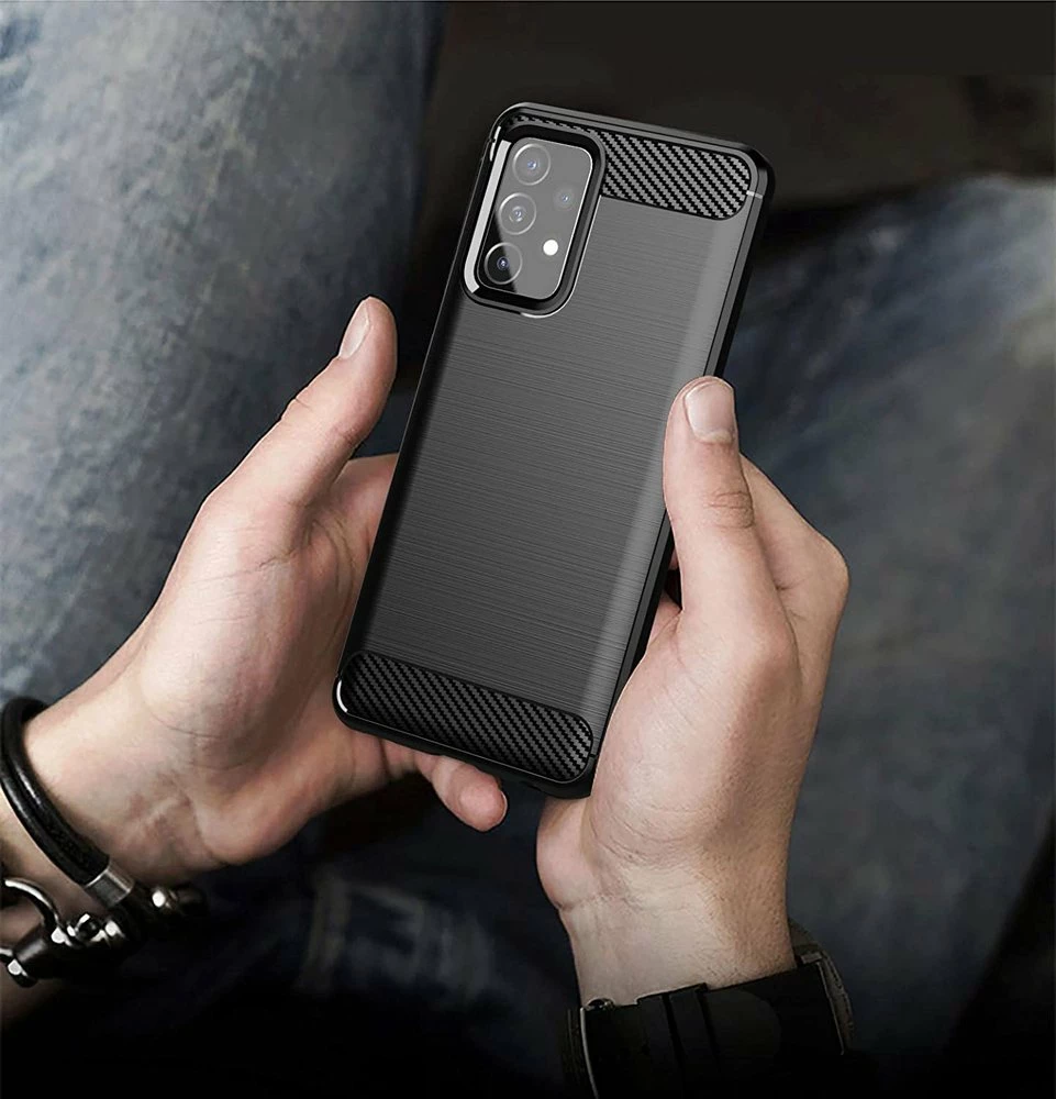 Mbështjellës Hurtel Carbon Case për Samsung Galaxy A72, TPU, i zi