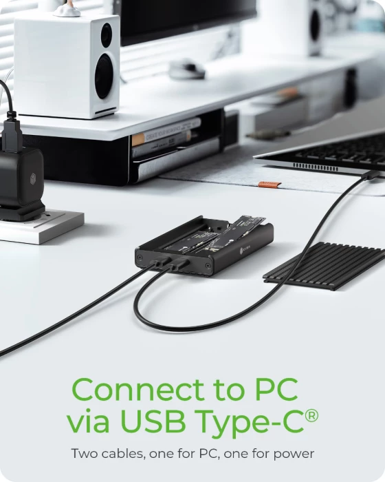 Kasë për 2x SSD M.2 NVMe ICYBOX IB-2817M-C32, USB-C 3.2 Gen 2x2, e zezë