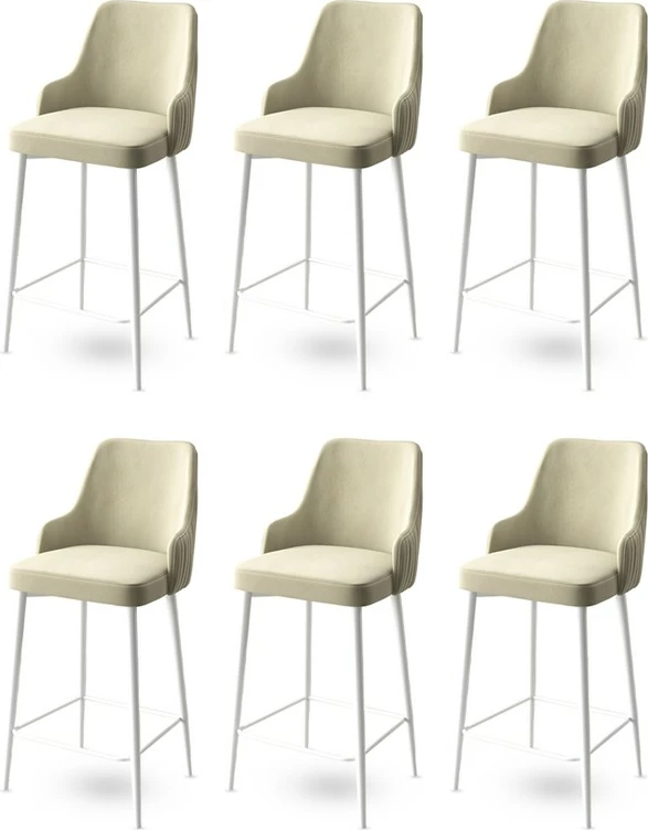 Set karrigesh për bar (6 copë), Hanah Home, Enox, krem dhe e bardhë