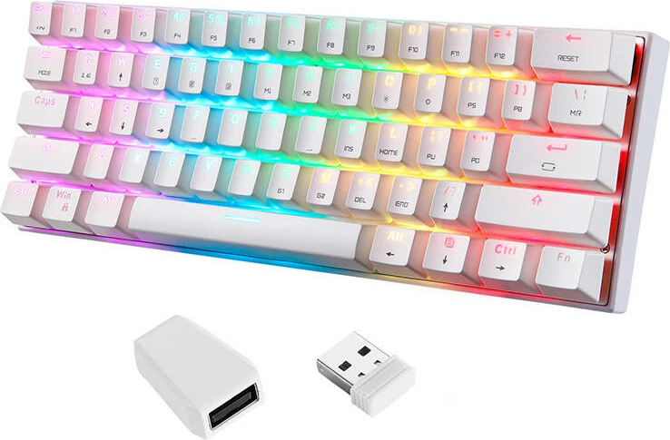 Tastierë mekanike wireless Motospeed SK62, 61 taste, RGB, blue switch, e bardhë