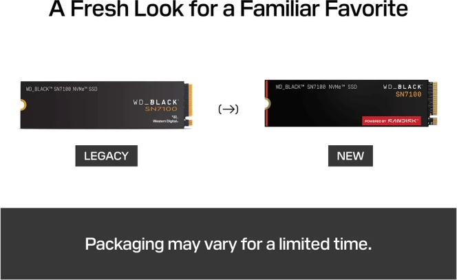 SSD disk i brendshëm SanDisk WD Black SN7100 WDS500G4X0E 500GB M.2 2280 PCIe 4.0 NVMe 1.4, e zezë