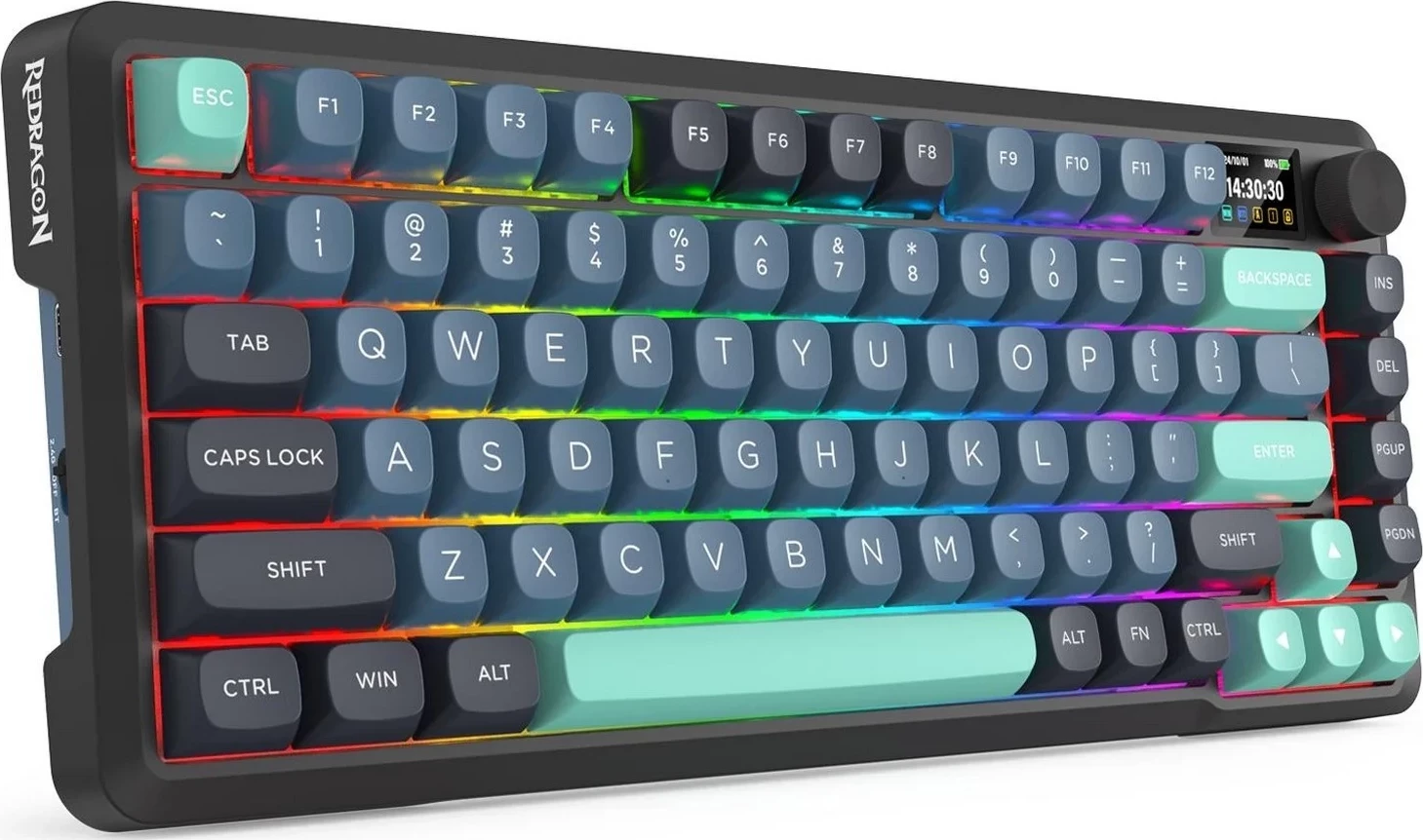 Tastierë mekanike Redragon K724GBG-RGB-PRO Behemoth, RGB, wireless/wired, grey