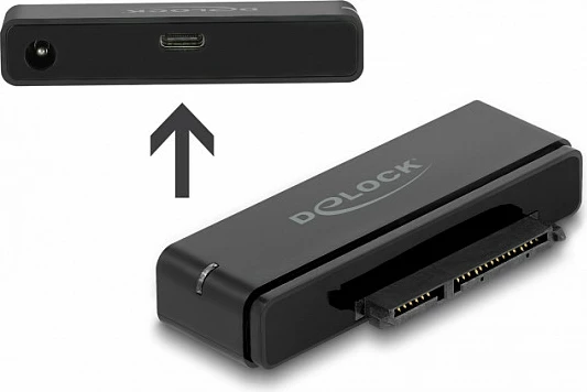 Konvertues DeLOCK USB-C 3.2 Gen 2 në SATA, 6 Gbit/s, me adapter rryme, i zi
