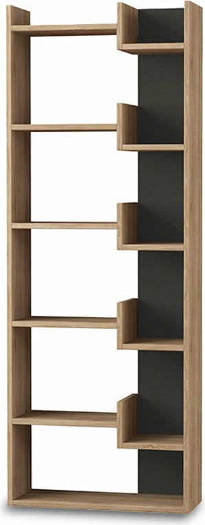 Raft librash Oppa, ngjyrë lisi të errët - antracit, 61x22x162cm