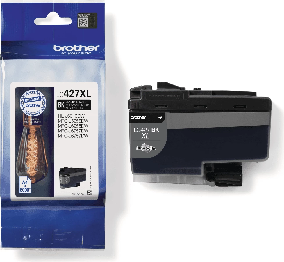 Kasetë bojë Brother LC-427XLBK XL, rendiment deri në 6000 faqe, e zezë