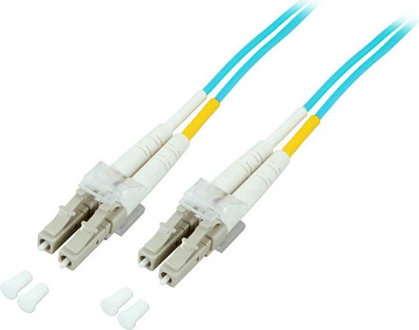 Kabllo patch fibër optike EFB Elektronik LC-LC, OM3 50/125, duplex, 7.5m, LSZH, turkeze