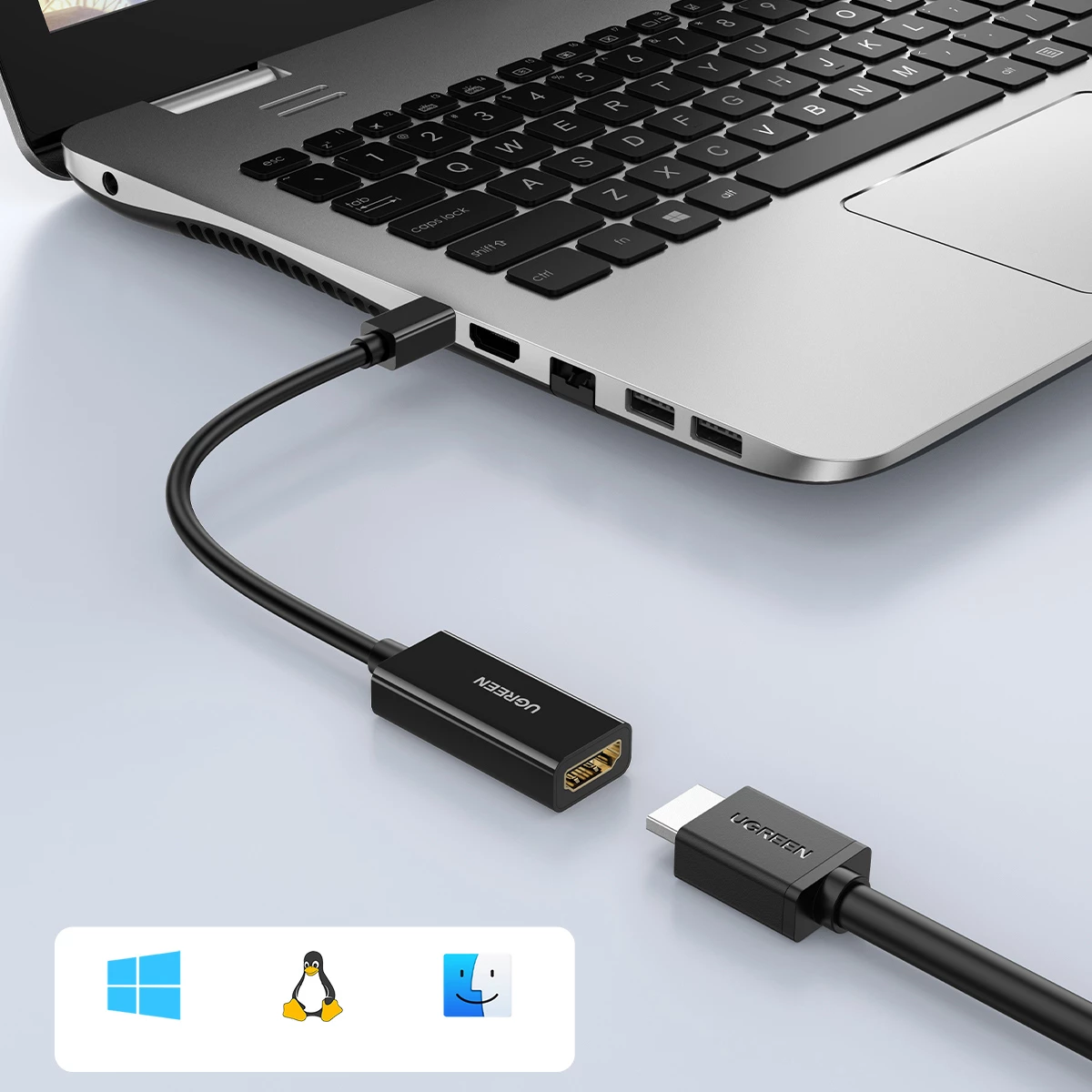Adapter Ugreen MD112 mini DisplayPort në HDMI 4K, i zi