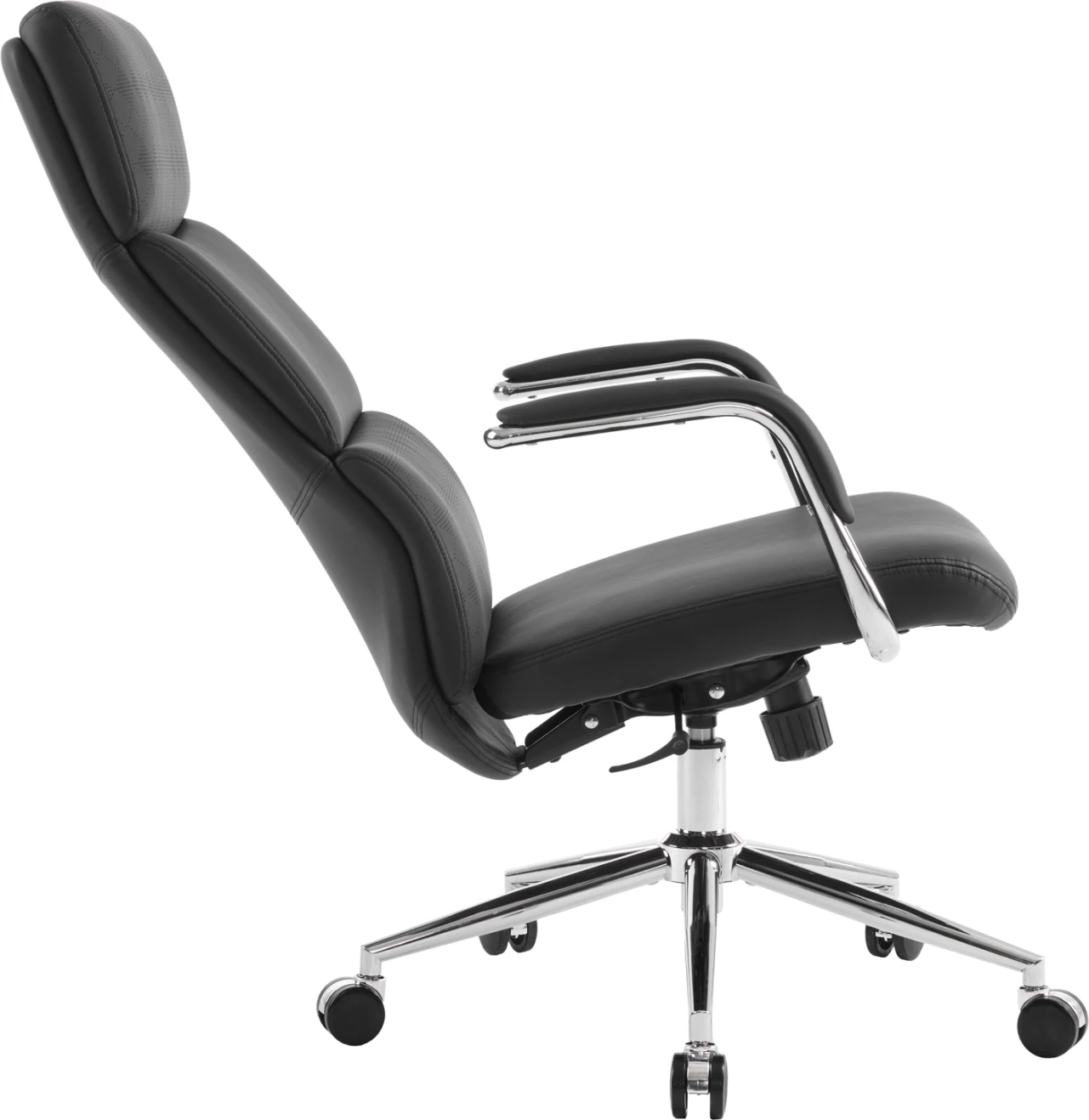 Karrige zyre MEITE FH18353.01, lëkurë sintetike e zezë, bazë kromi, 66x71x127cm