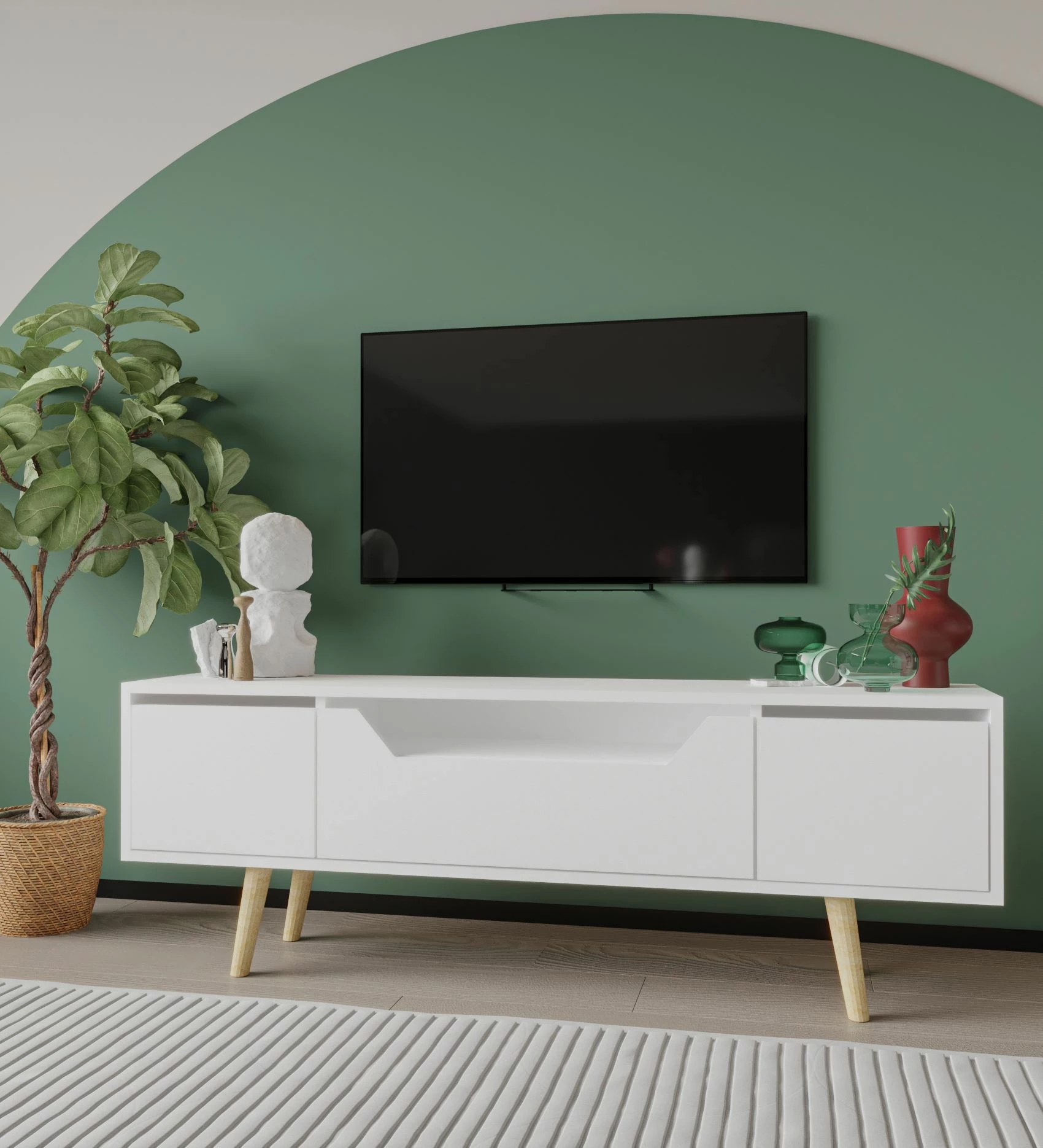 Komodë TV Skye Decor, Roma 150, e bardhë