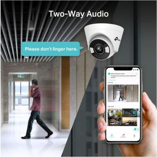 Kamerë sigurie rrjeti Turret Wi‑Fi TP-LINK VIGI C440-W (4mm), 4MP 2560×1440, Full-Color, H.265+, audio me dy drejtime, MicroSD deri 512GB, e bardhë