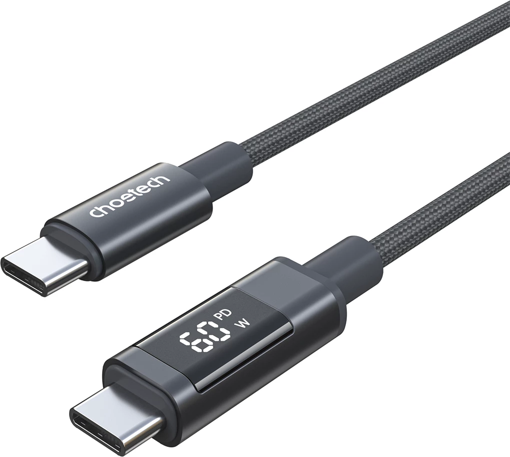 Kabllo USB-C në USB-C Choetech XCC-1068 PD 60W 1.2 m me display, e zezë