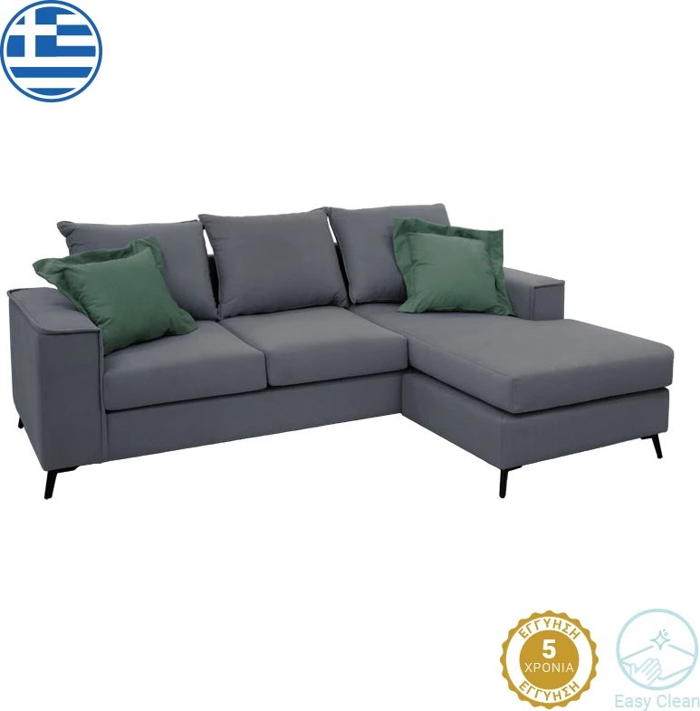 Divan qoshe i kthyeshëm, ngjyrë qymyr-cipres, 240x165x95cm