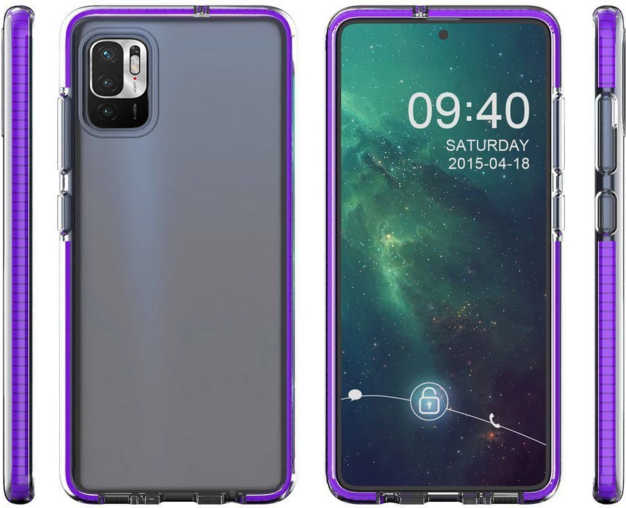 Mbështjellës Hurtel Spring Case për Xiaomi Redmi Note 10 5G / Poco M3 Pro, TPU, i tejdukshëm me kornizë të zezë