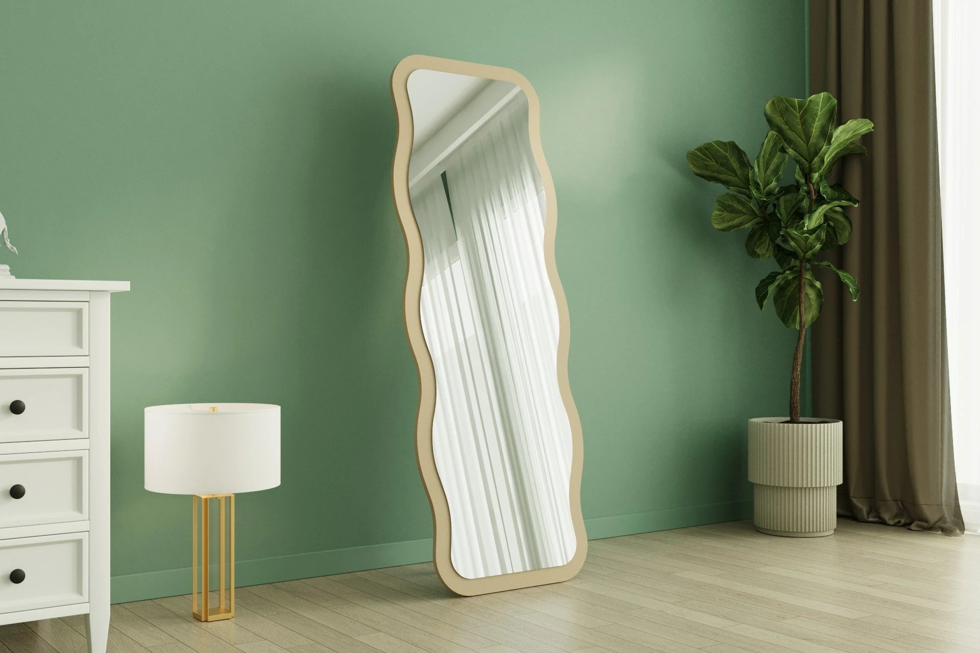 Pasqyrë dekorative Skye Decor, ngjyrë rëre, Aror