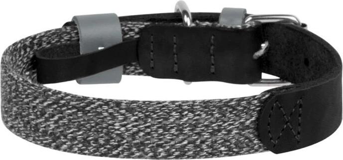 Qafore për qen Waudog, S, lëkurë natyrale dhe material i ricikluar, 15 mm, e zezë