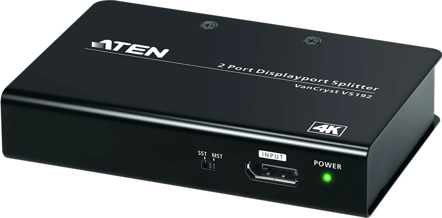 Ndajës DisplayPort, ATEN VS192-AT-G, 2 porta 4K 60 Hz, DP 1.2a MST/SST, i zi