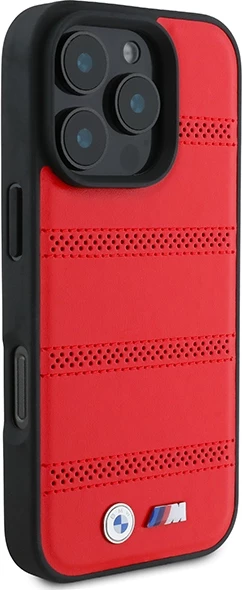Mbështjellës BMW M Perforated And Stitched Line MagSafe për iPhone 16 Pro, i kuq