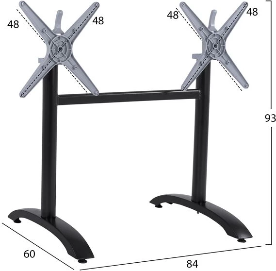 Baza alumini për tavolinë, dy kolona, FH468.01, ngjyrë e zezë matte, 84x60x73-93cm