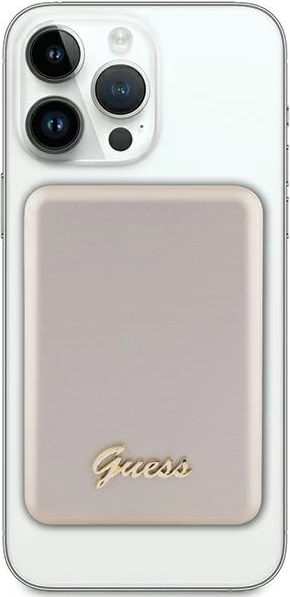 Powerbank wireless Guess Metal Script Logo MagSafe 3000mAh, 5W, Gold