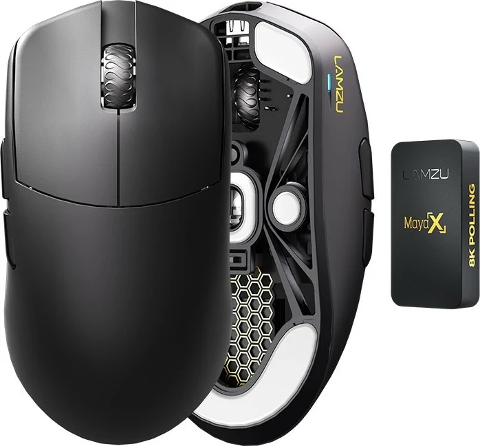 Maus gaming Lamzu Maya X, wireless 2.4G/USB-C, 30000 DPI, 47g, Charcoal Black