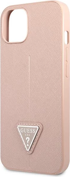 Mbështjellës Guess GUHCP13SPSATLP për iPhone 13 mini 5.4", Saffiano Triangle, Rozë