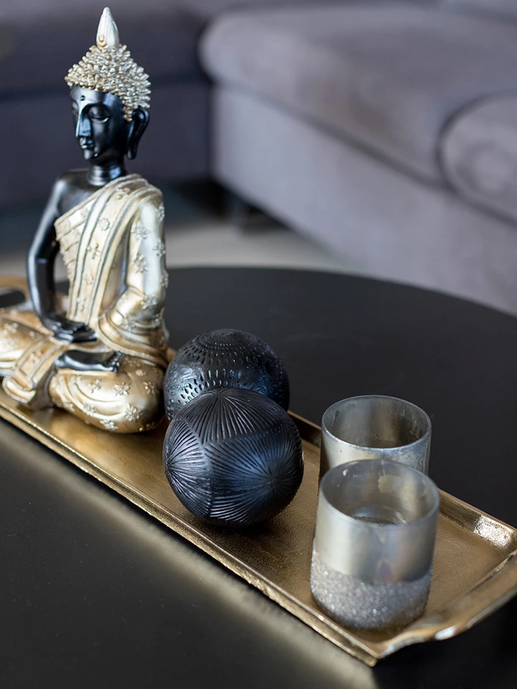 Tabaka dekorative ADORO, alumin, ngjyrë ari, 61x16x4 cm