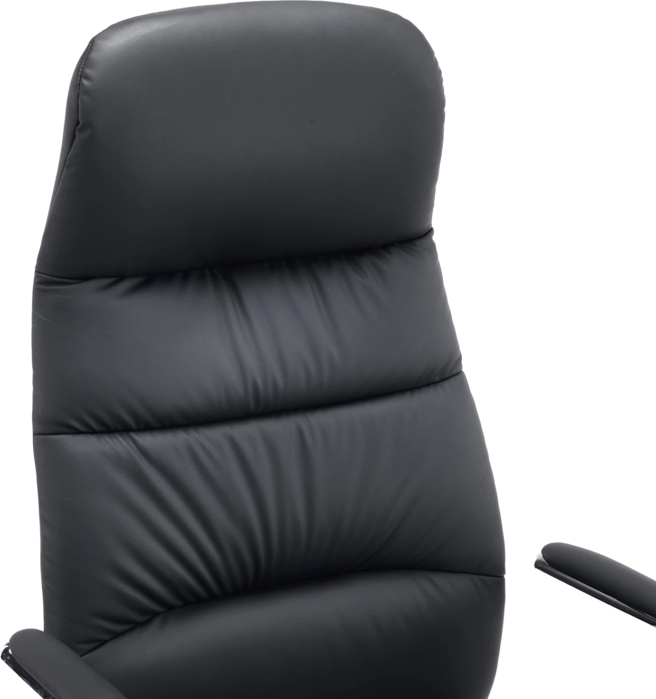 Karrige zyre TEETER, lëkurë PU e zezë, bazë kromi, 67x66x121cm