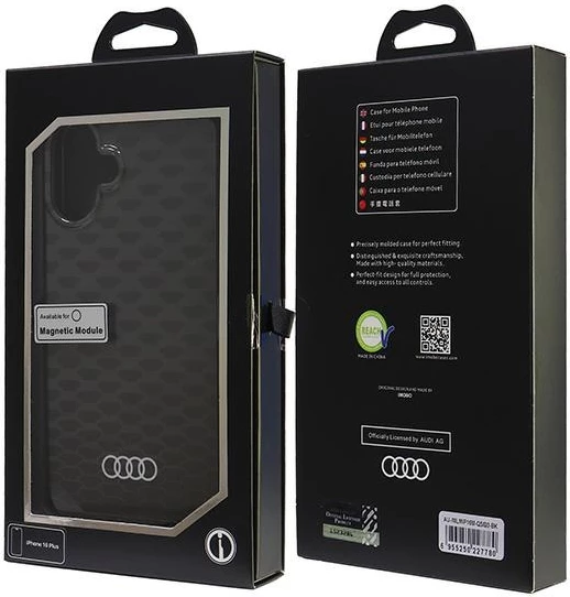 Mbështjellës Audi IML Stitching Pattern MagSafe për iPhone 16 Plus 6.7", i zi