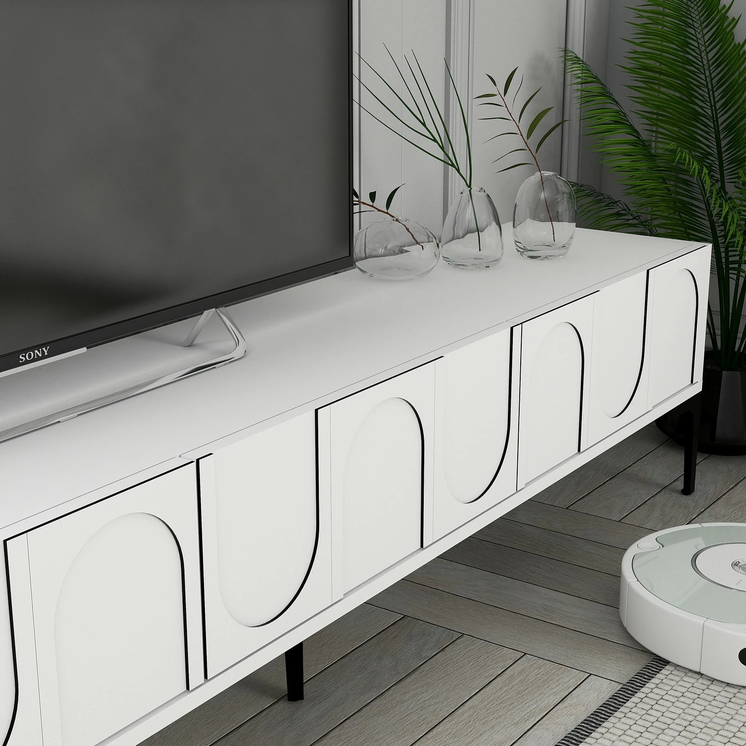 Konsolë TV Hanah Home, Lyon 42, e bardhë, e zezë