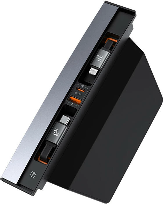 Hub Baseus T-Space për Tesla, USB-C dhe Lightning, i zi