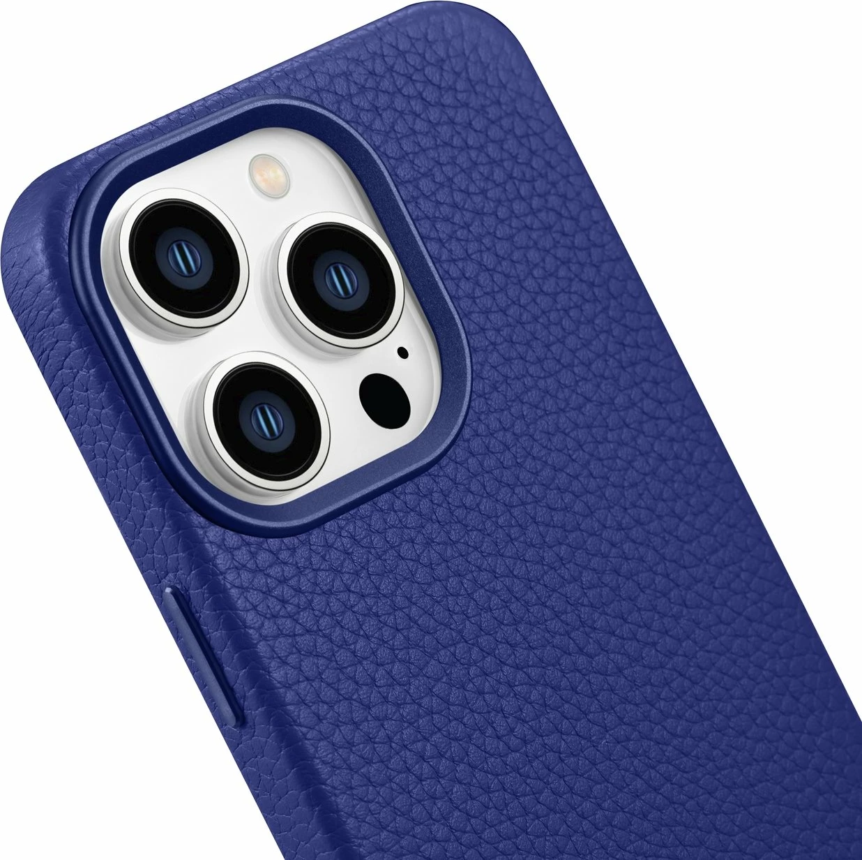 Mbështjellës iCarer Litchi Premium për iPhone 14 Pro Max, lëkurë natyrale, MagSafe, Kaltër