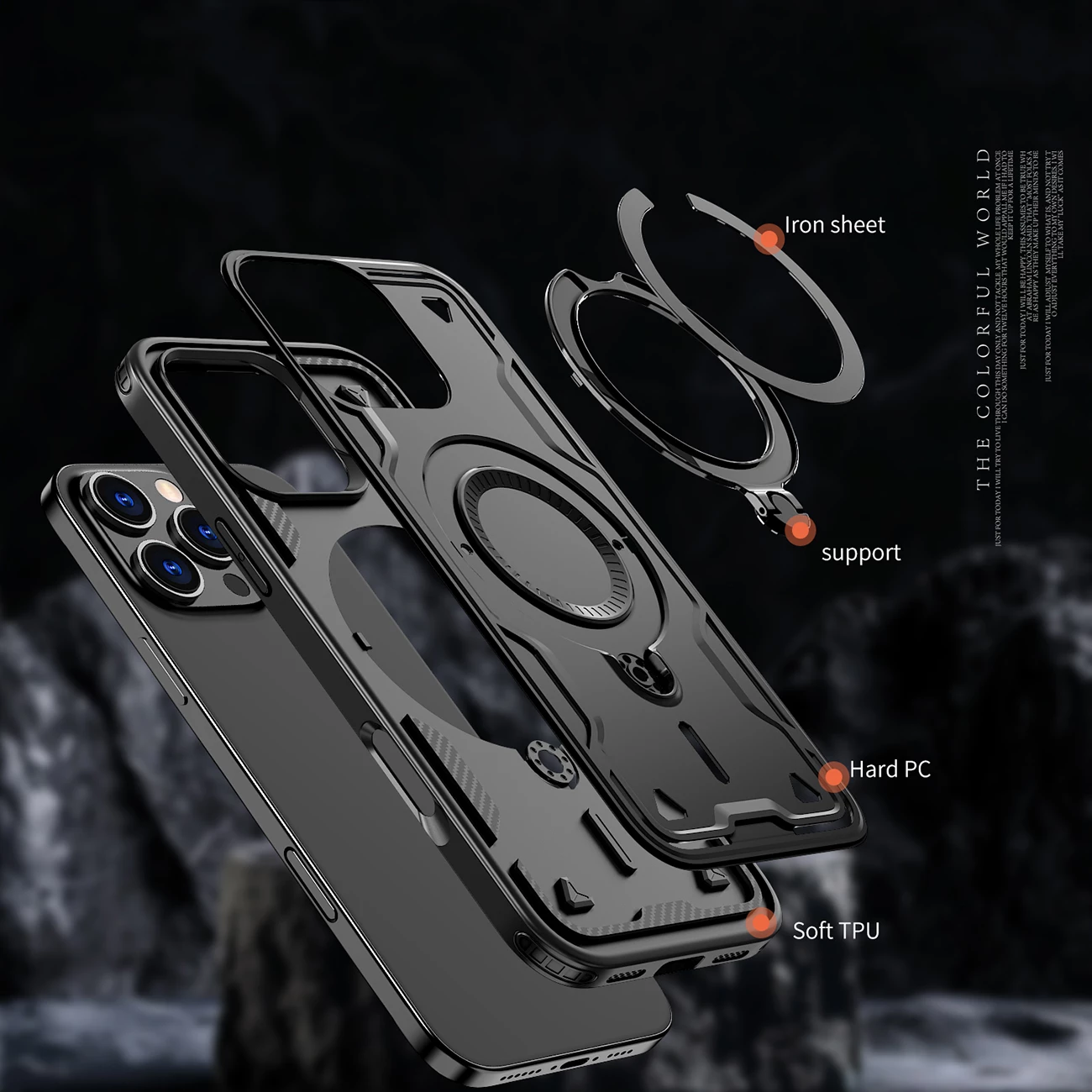 Mbështjellës Hurtel Hybrid Armor Trendy me MagSafe për iPhone 16 Pro, i zi