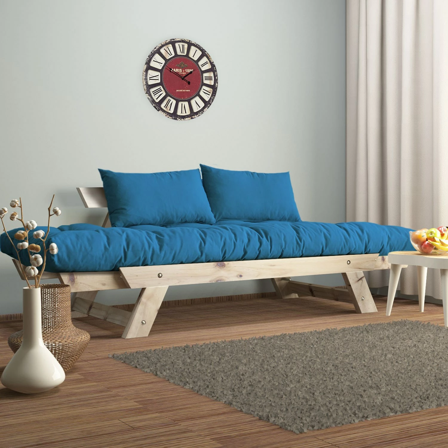 Divan kopshti dy vendësh, Skye Decor, natyral/blu, CPT8109-210