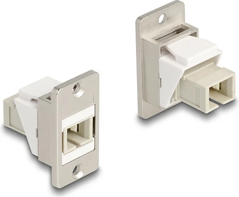 Adapter fibër optike DeLOCK SC simplex, panel mount, femër-femër, bezhë/argjend/bardhë