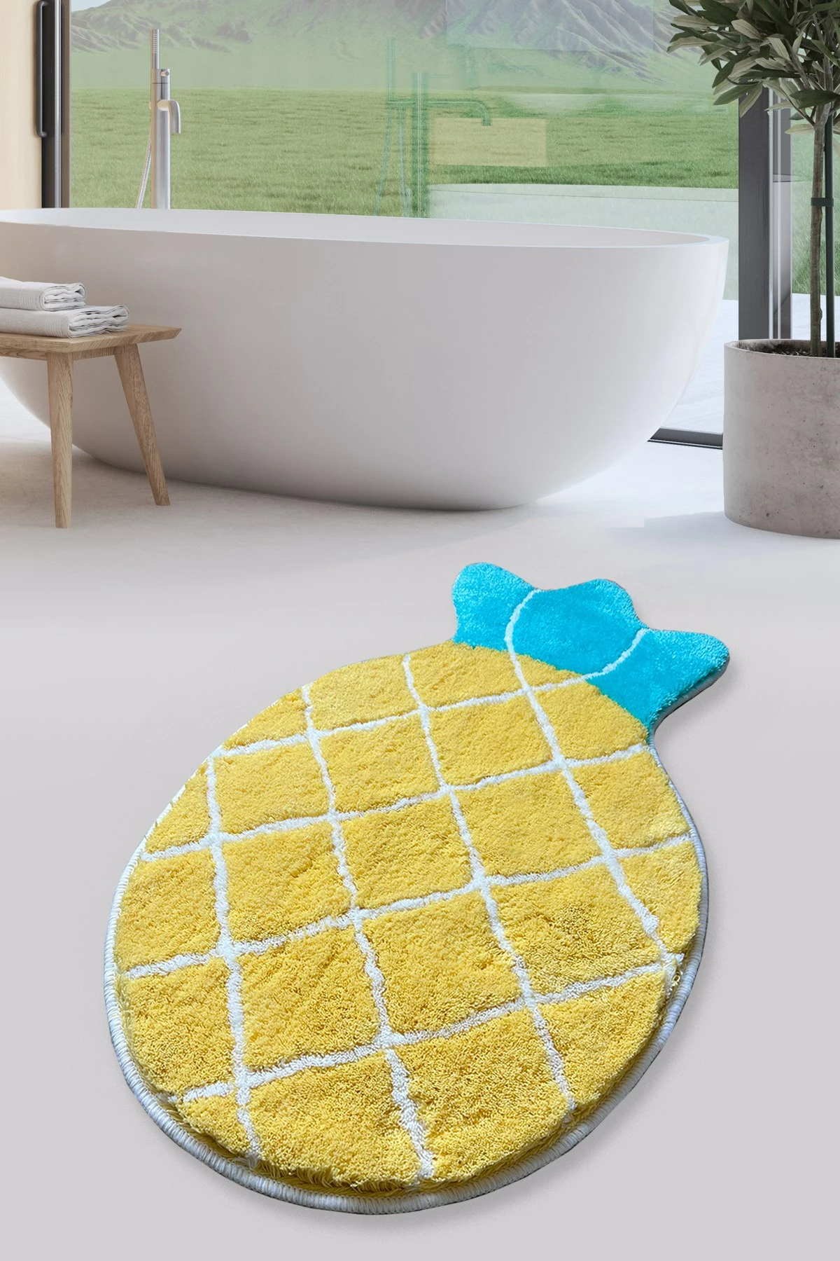 Tapet banje akrilik, formë ananasi, Mijolnir, shumëngjyrësh, 60x100cm