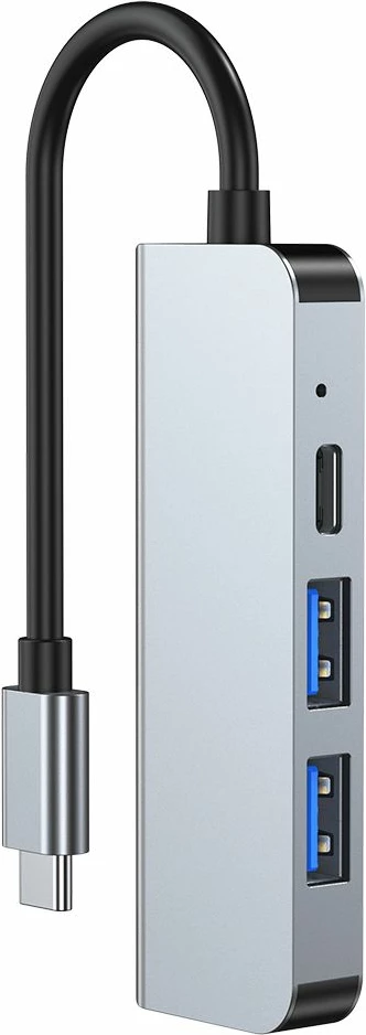 HUB Tech-Protect V2 4in1, USB-C në USB-A 3.0, USB-A 2.0, USB-C, HDMI, Gri