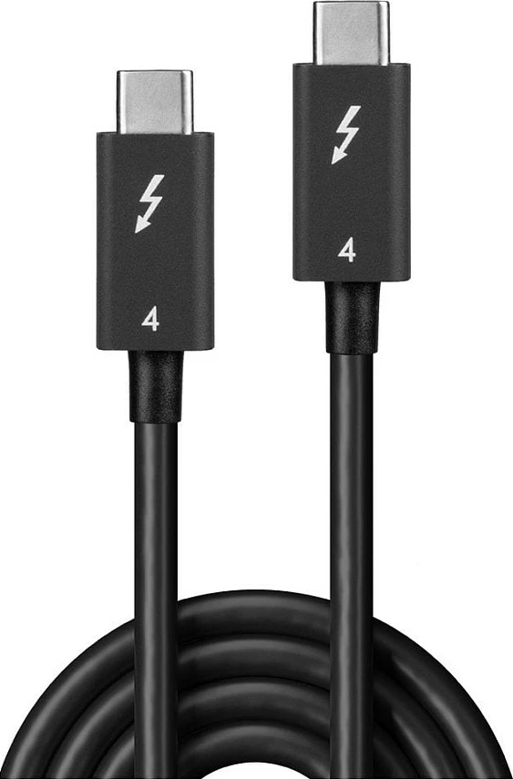 Kabllo Thunderbolt 4 LINDY, 1m, 40Gbps, USB-C në USB-C, 100W PD, e zezë