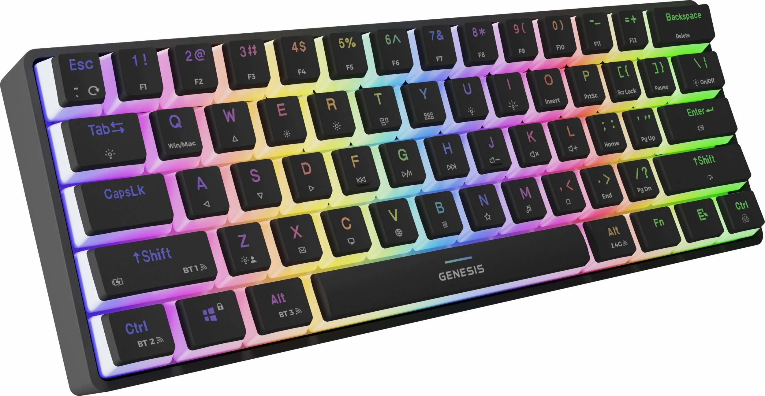 Tastierë mekanike gaming GENESIS Thor 660 G2 (NKG-1916), 60%, Gateron Red, RGB, wireless/wired, US layout, e zezë
