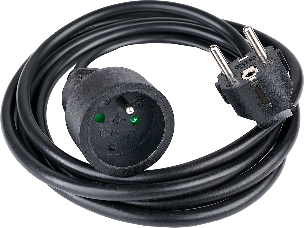 Zgjatues Hama Standard, 2m, plastikë, EU plug, i zi