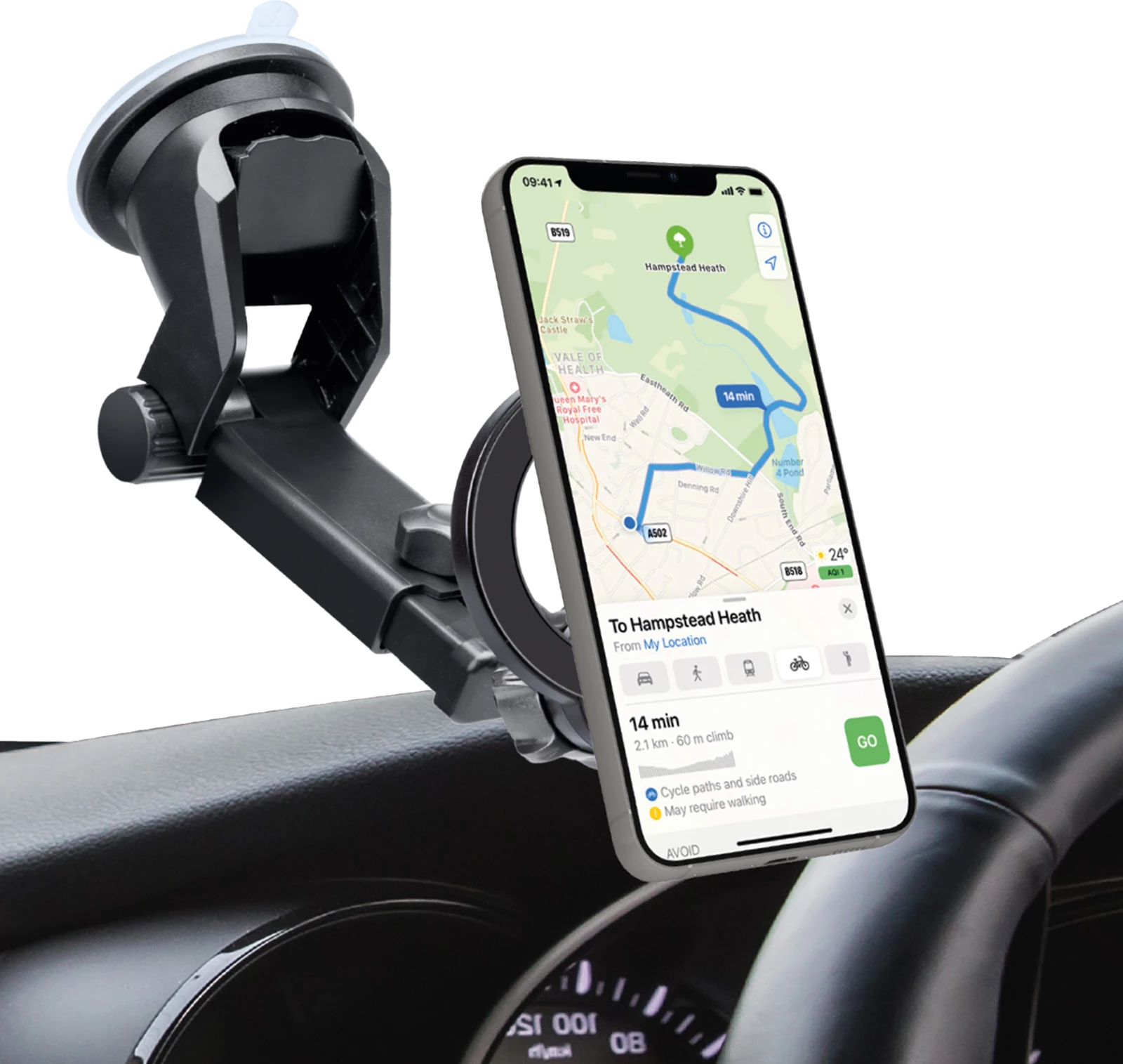 Mbajtës magnetik për celular SBS TESUPMAGRINGEXT, MagSafe, për xham ose panel, i zi