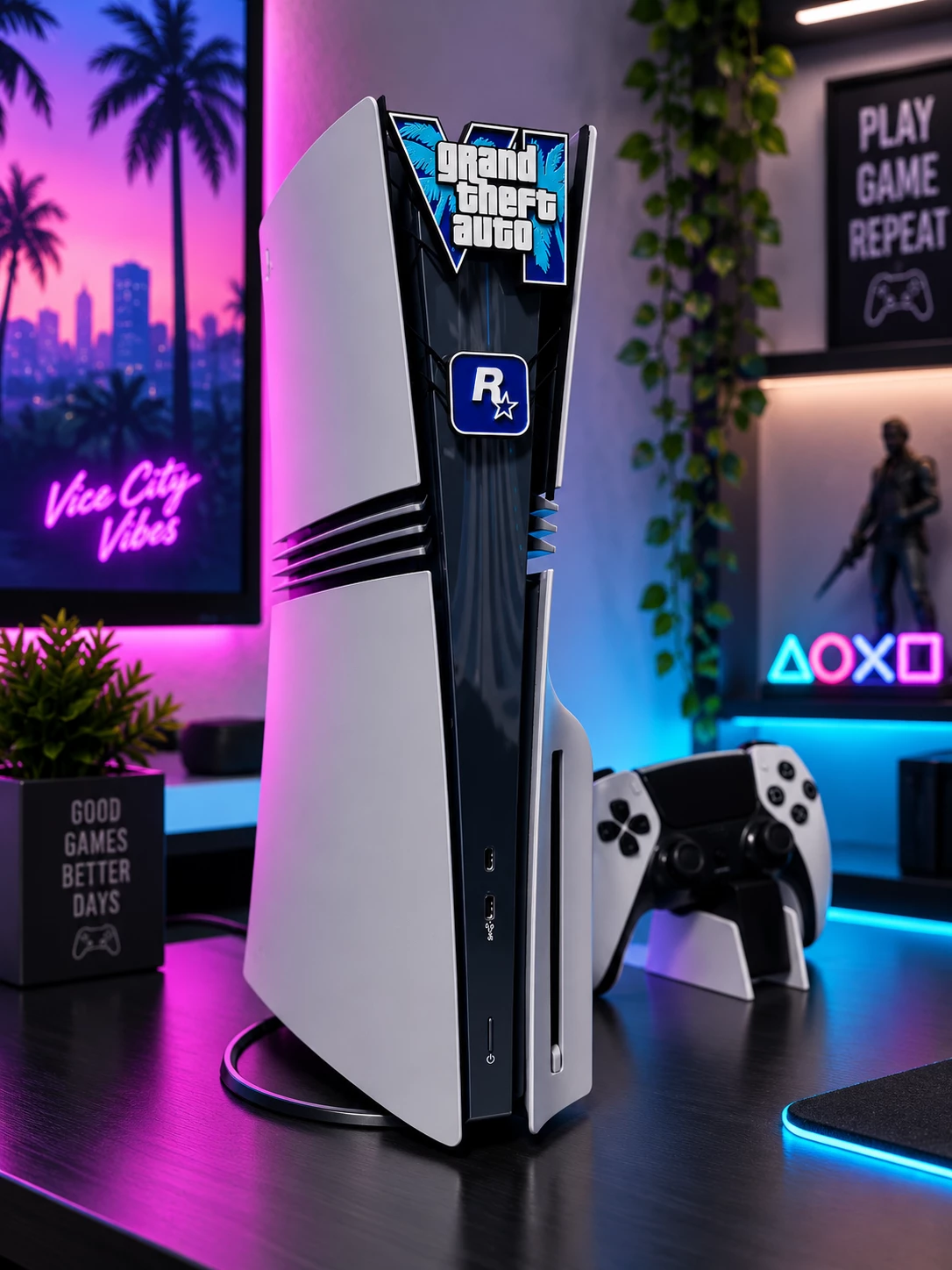 Kapak PS5 Pro / Slim / Fat – GTA VI Logo