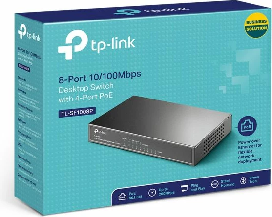 Switch TP-LINK TL-SF1008P 8-port 10/100Mbps me 4 porta PoE, zi