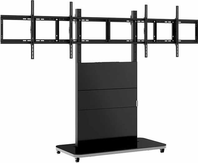 Mbajtëse dyshemeje për 2 TV Hagor Pro-Tower L Dual 55"-65", 2x55 kg, VESA 200x200-600x400, e zezë