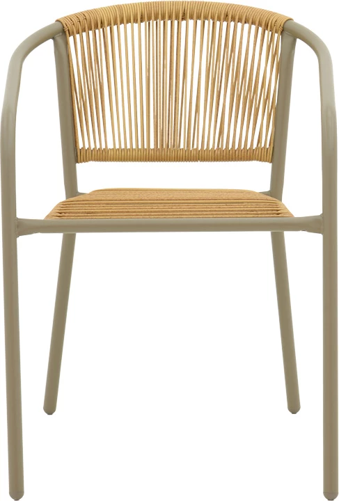 Karrige alumini e grumbullueshme, ngjyrë shampanjë dhe ratan natyral, 54x63x74 cm