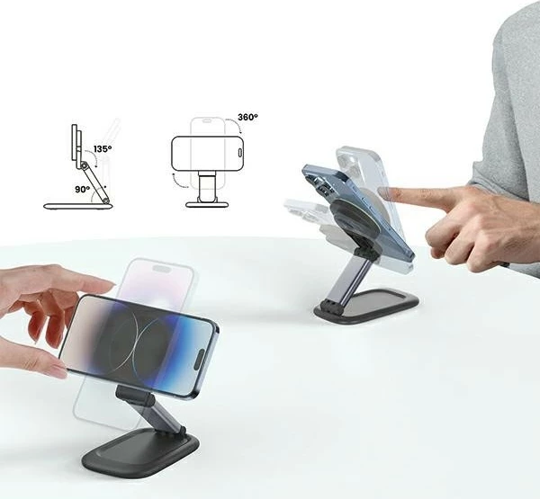 Stand magnetik MagSafe SODI BM310, i palosshëm, i rregullueshëm, me pllakë magnetike të ndërrueshme, Black