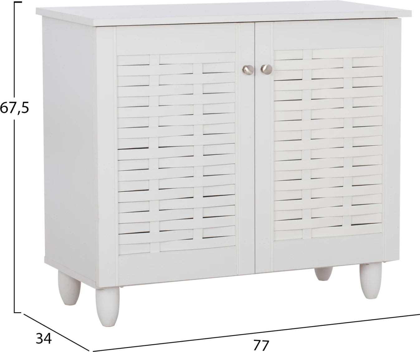 Dollap këpucësh Cassiope melaminë e bardhë me këmbë 77Χ34Χ67.5cm.FH2208.05 6
